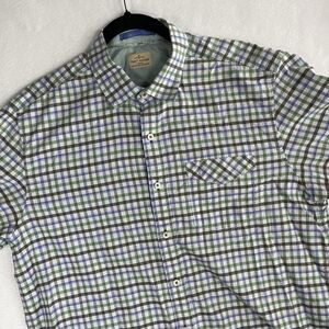 Tommy Bahama Jeans Men's Large Plaid Long Sleeve Button Up Shirt Green Blue L